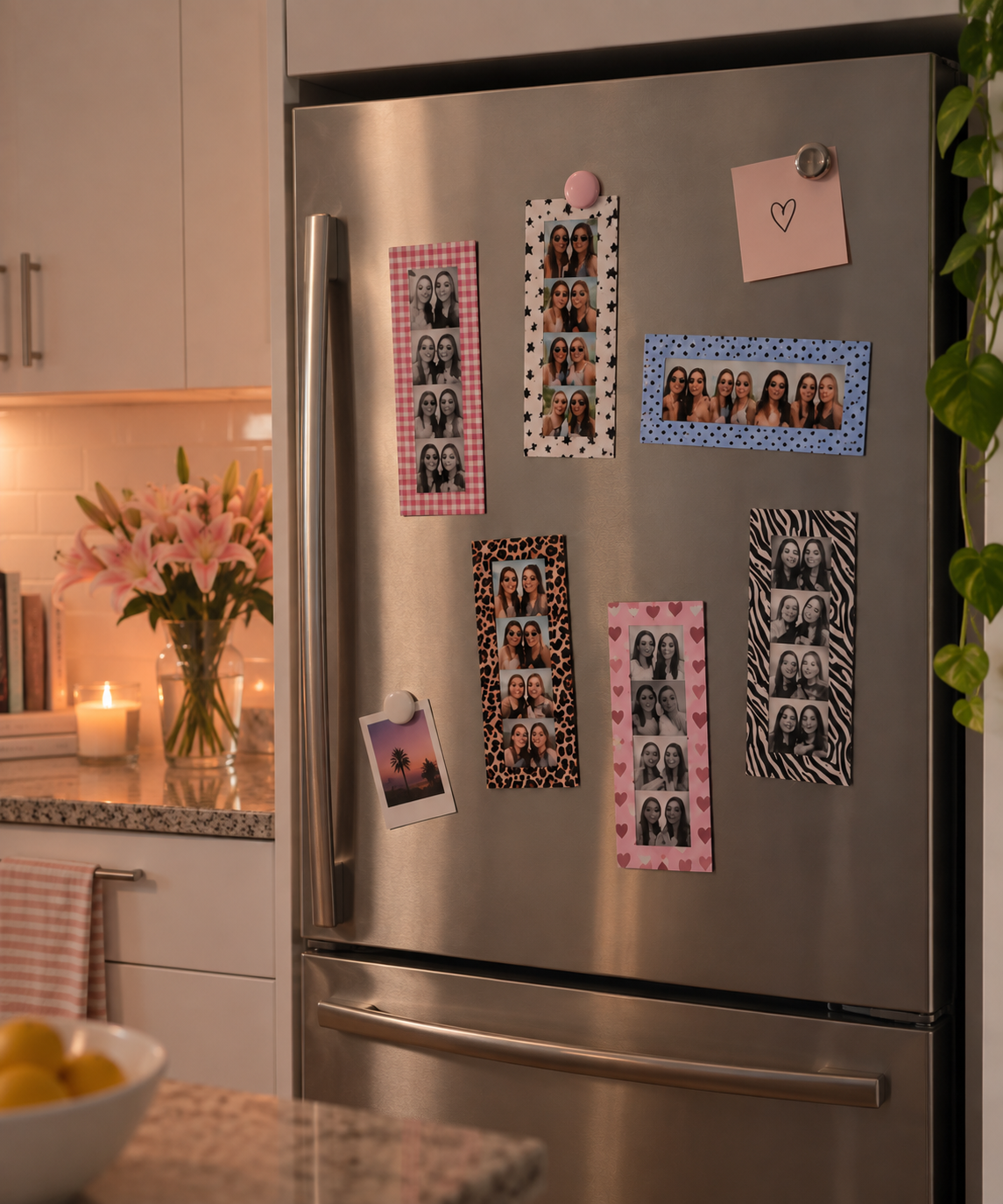 PICPOSE magnetic photo frames on a refrigerator